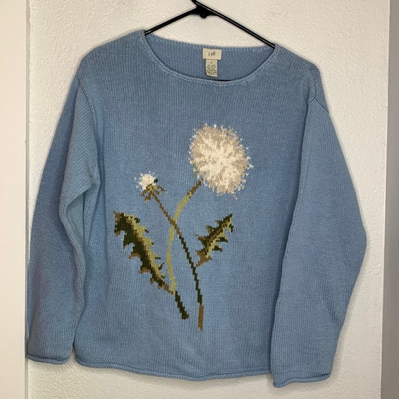 J. Jill blue wish knit sweater linen cotton blend